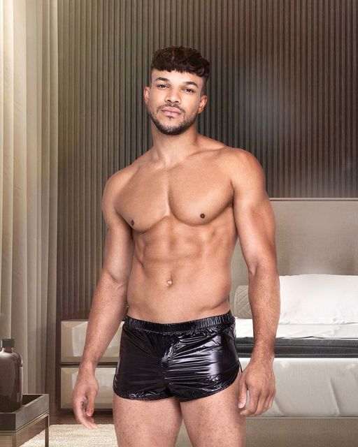 Men's shiny micro sport shorts, view 1